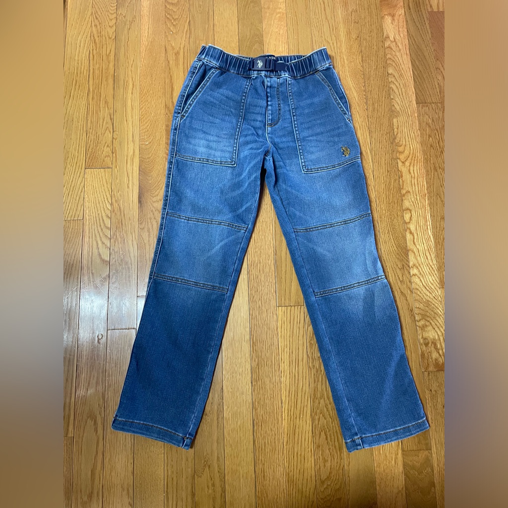 U.S. Polo Assn. Blue Denim Pants With Logo Buckle Boys Large